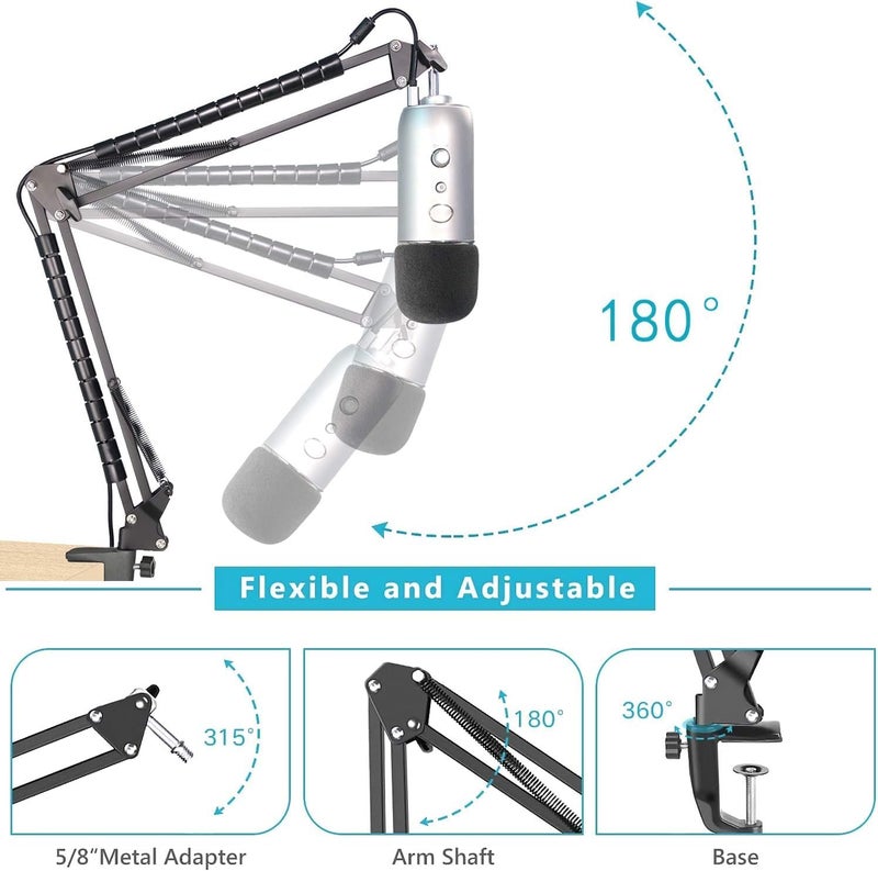 SUNMON Blue Yeti Microphone Boom Arm Stand with Pop Filter, Compatible with Blue Yeti Mic - Image 4